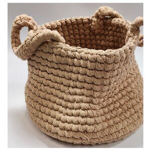Crate&kids Uma Crochet Rope Bin Basket 12” x 8” Natural Woven Storage